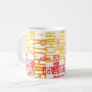 Modern Typography repeating yellow-to-red name Coffee Mug