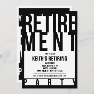 Modern Typography, Retirement Party Invitations