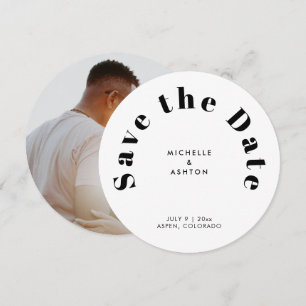 Modern Typography Round Circle  Save The Date