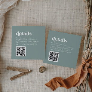 Modern Typography Sage Green QR Code Details Enclosure Card