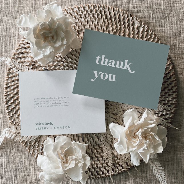 Modern Typography | Sage Green Thank You Card (Creator Uploaded)