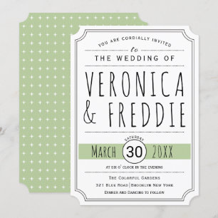 Modern typography sage green wedding invitation