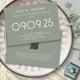 Modern Typography Sage Green Wedding Invitation