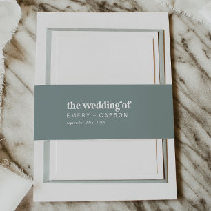 Modern Typography   Sage Green Wedding Invitation Belly Band