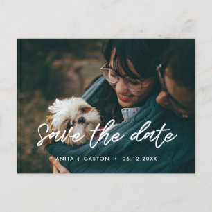 Modern typography Save the date photo Announcement Postcard