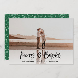 Modern typography script green photo Christmas Holiday Card