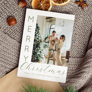 Modern Typography Script Merry Christmas Photo Holiday Card