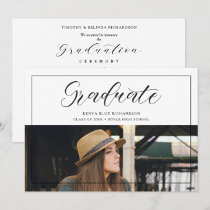 Modern Typography Script Photo Graduate Graduation Invitation