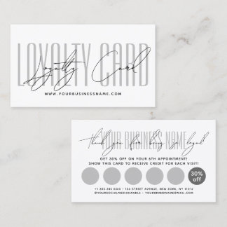 Modern typography script reward  loyalty card