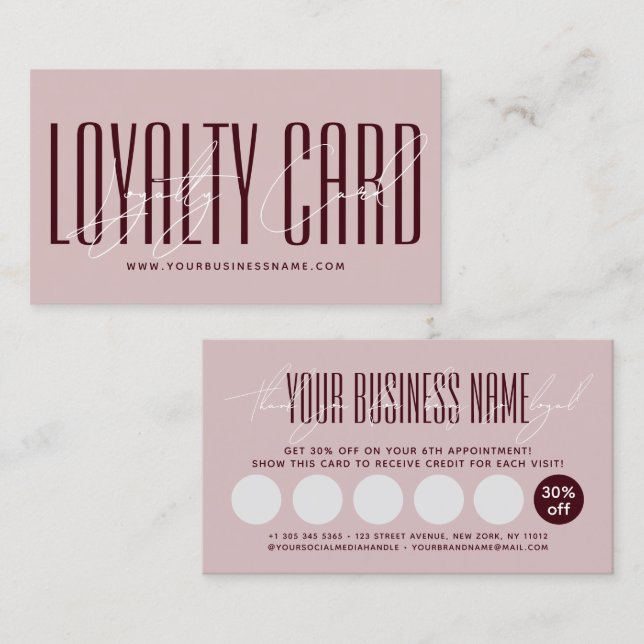 Modern typography script reward  loyalty card (Front/Back)