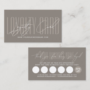 Modern typography script reward loyalty card
