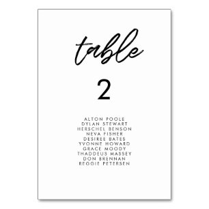 Modern typography seating chart cards