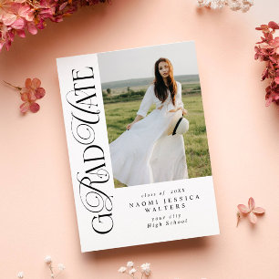 Modern Typography Serif Photo Elegant Graduation Invitation