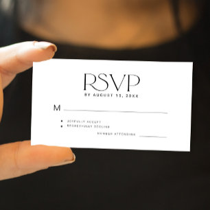 Modern typography simple budget wedding RSVP Card
