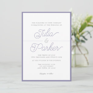 Modern Typography Simple Lavender Border Wedding Invitation