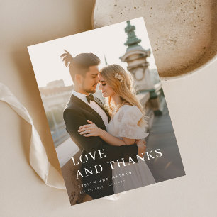 Modern Typography Simple Overlay Photo Wedding Thank You Card