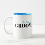 Modern Typography Simple Personalised Groom Mug<br><div class="desc">Elegant modern minimalist typography groom and name design in black and blue,  simple and unique. Great groom gifts and newlywed couple gifts.
See matching bride mugs in collection. 
Customise the mug and text colour with your choice.</div>