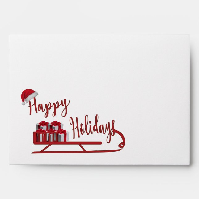 Modern typography Sledge Happy Holidays Envelope (Front)