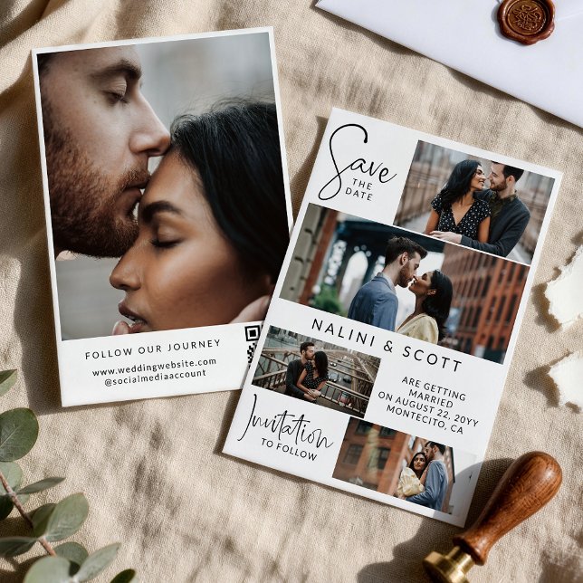 Modern Typography Snapshots QR Code Wedding Save The Date (Creator Uploaded)