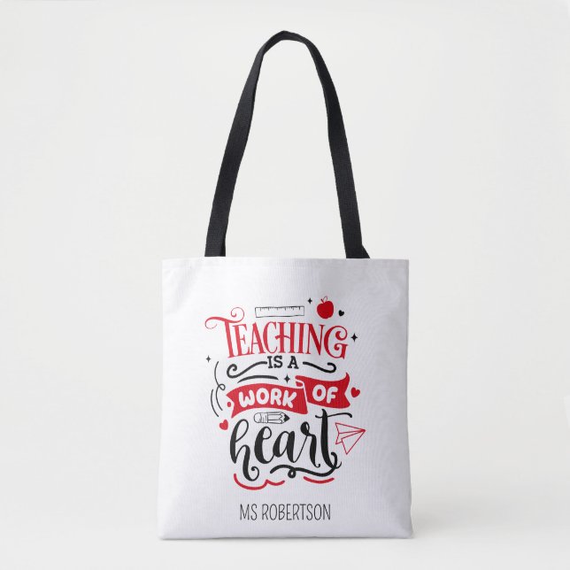 Modern Typography Teacher Thank You Personalised   Tote Bag (Front)