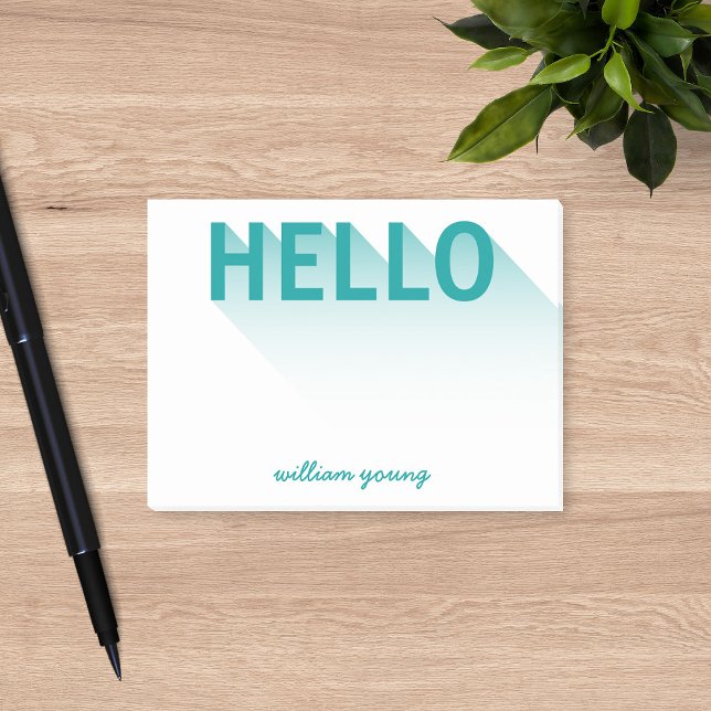 Modern Typography Teal Hello Post-it Notes (Creator Uploaded)
