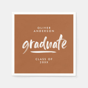 Modern typography terracotta graduation parry chic napkin