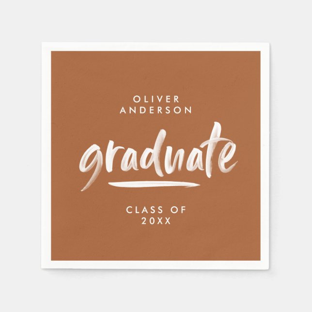 Modern typography terracotta graduation parry chic napkin (Front)