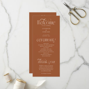 Modern Typography Terracotta Wedding Program Programme