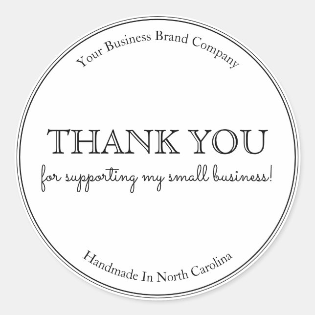 Modern Typography Thank You Business Classic Round Sticker (Front)