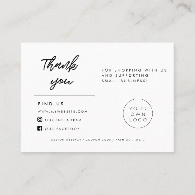 Modern typography Thank you package insert card (Back)