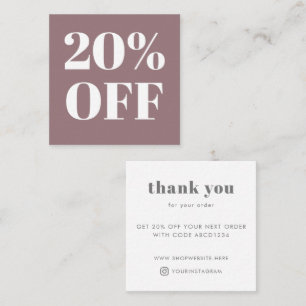 Modern Typography Thank You Small Business Discount Card