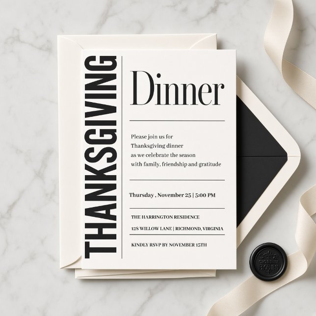 Modern Typography Thanksgiving Dinner Invitation (Creator Uploaded)