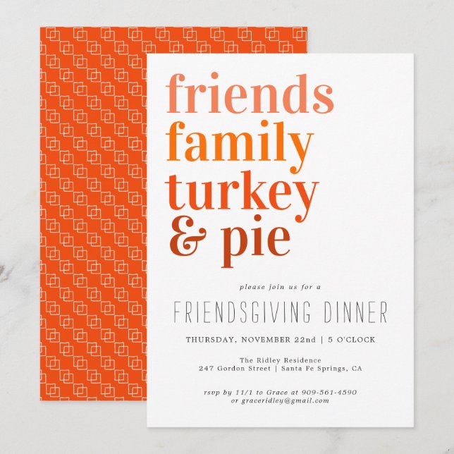 Modern Typography | Thanksgiving Dinner Party Invitation (Front/Back)