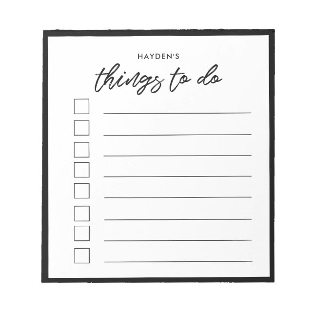 Modern typography Things to do list Notepad (Front)