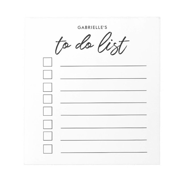 Modern typography To do list Notepad (Front)