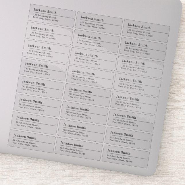Modern typography transparent return address label (Detail)