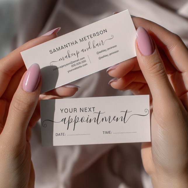 Modern typography trendy blush pink appointment mini business card (Modern typography trendy blush pink appointment mini business card)