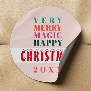 Modern typography Very Merry Christmas Classic Round Sticker