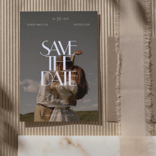 Modern Typography Vintage Minimal Magazine Photo  Save The Date
