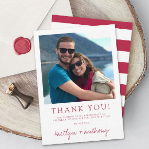 Modern Typography Viva Magenta Minimalistic Photo Thank You Card