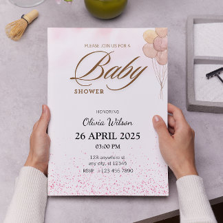 Modern Typography Watercolor Baby Showe Invitation