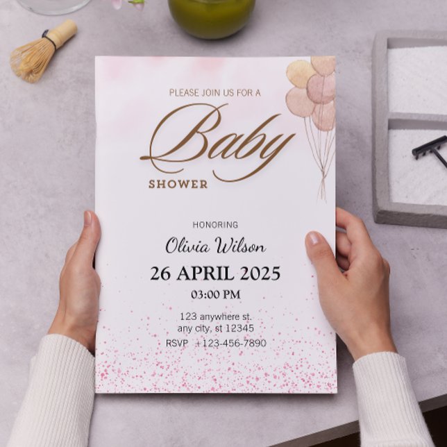 Modern Typography Watercolor Baby Showe Invitation (Creator Uploaded)