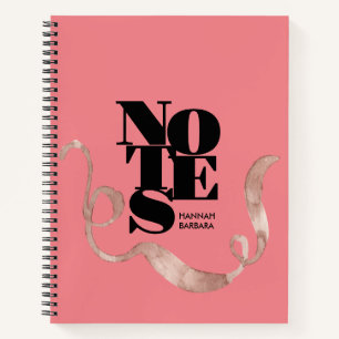 Modern Typography Watercolor Bird Flowers & Name Notebook