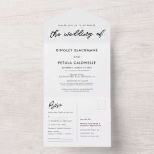 Modern typography wedding all in one invitation