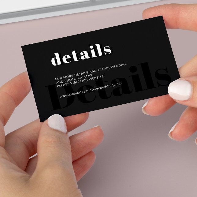 Modern typography wedding details black enclosure card (Creator Uploaded)