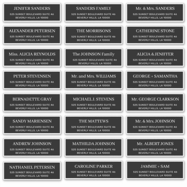 Modern typography wedding guest address black (Front)