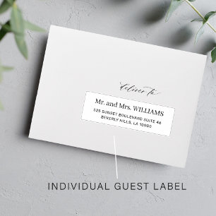 Modern typography wedding guest address white