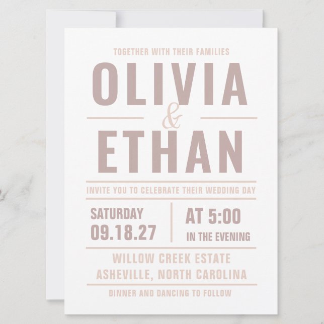 Modern Typography Wedding Invitation (Front)