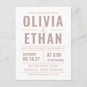 Modern Typography Wedding Invitation Postcard