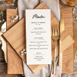 Modern typography wedding menu card<br><div class="desc">Simple and modern: a minimalist black and white typography,  ideal for a trendy couple. Don't like the black and white? You can easily customise your item and change the text colour.</div>